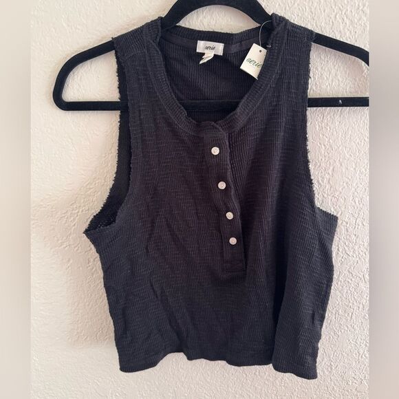 Aerie Gray Fitted Sleeveless Polo Tank Top - Picture 1 of 5